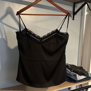 White House Black Market Lace Trim Cami Top- size Large